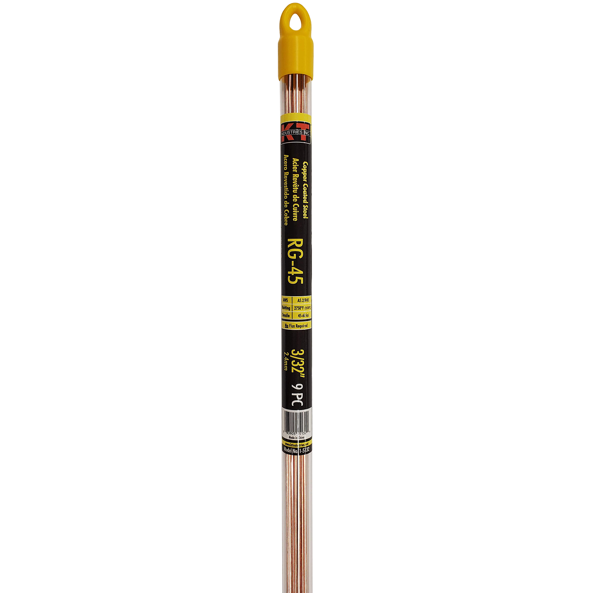 K-T Industries RG-45 Mild Steel Welding Rods — 3/32in. Diameter, 20in. Length, 45,000 PSI Tensile Strength, 9 Pcs, Model# 1-5132